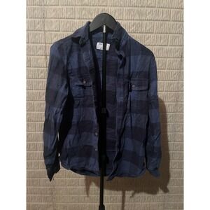 Old Navy‎ Blue Plaid Flannel Shirt Long Sleeve Double Brushed Mens Womens XS